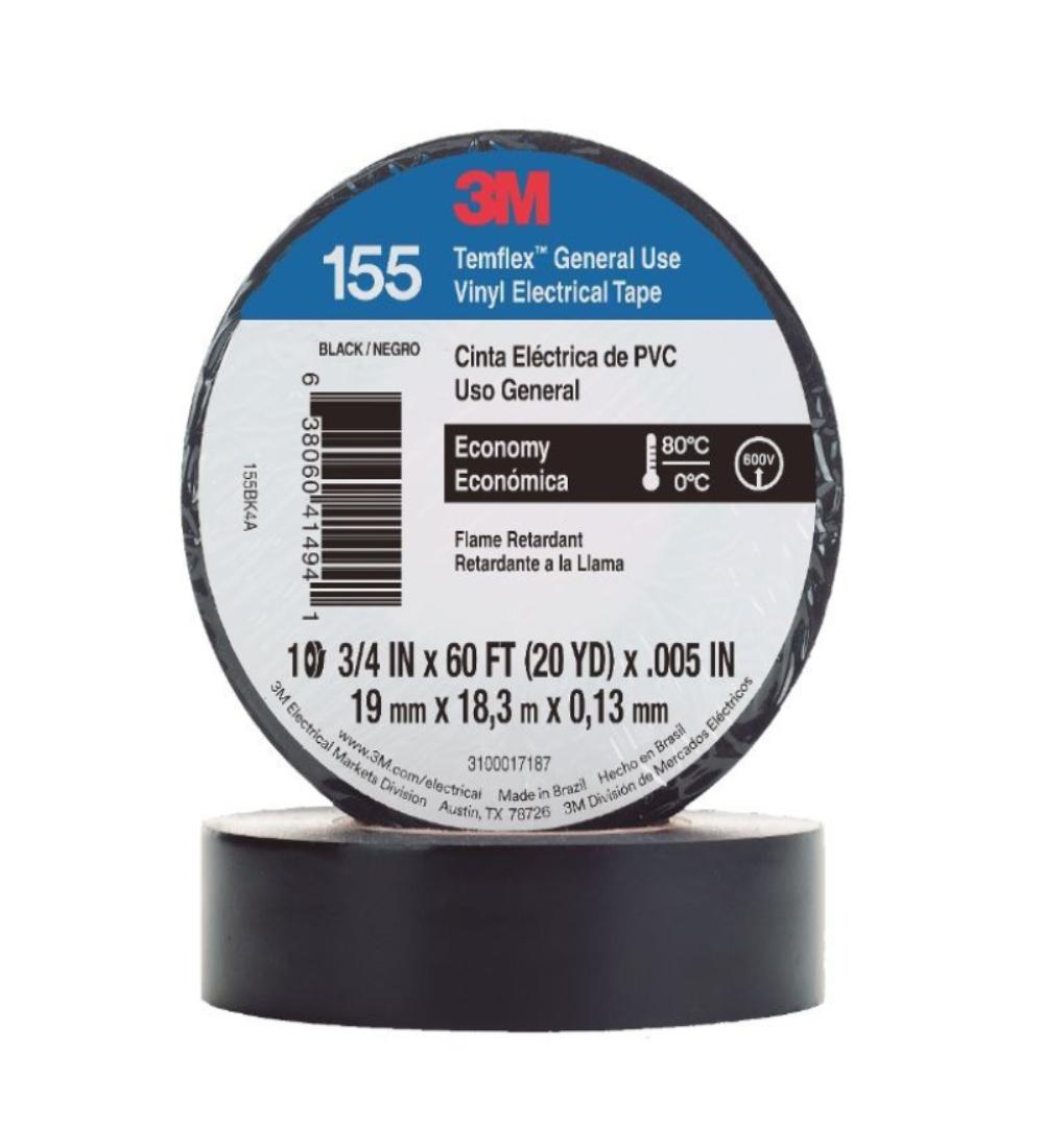 cintas aisladoras temflex 155 3m negro 19mm x 9m